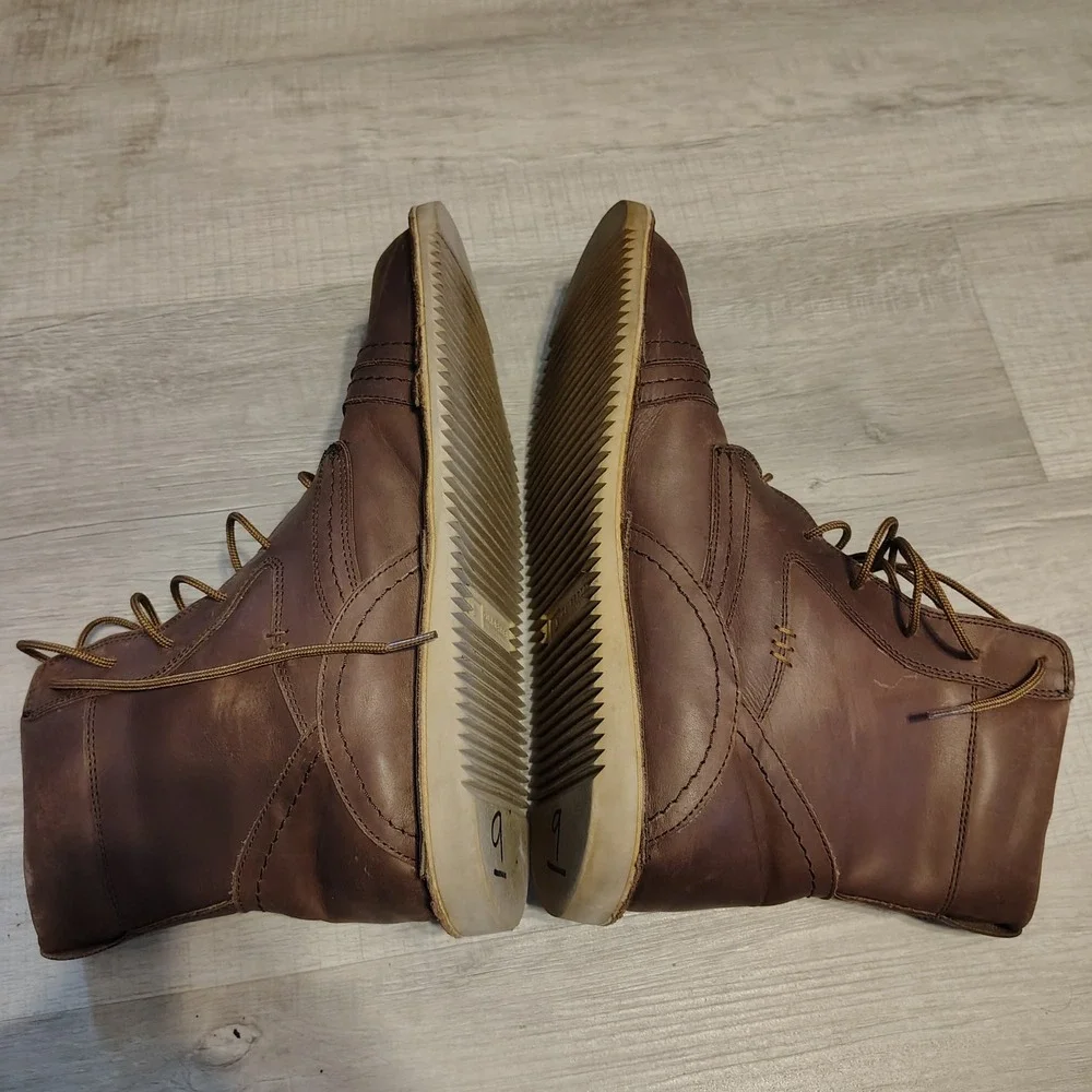 Oliberte Gando Mens Brown Leather Lace Up Cap Toe Wedge Sole Boots Size 46 EU 13
